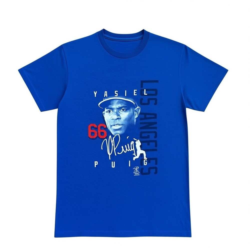 Delta Yasiel Puig Los Angeles 66 MLBPA Graphic T-Shirt Blue Small 2013